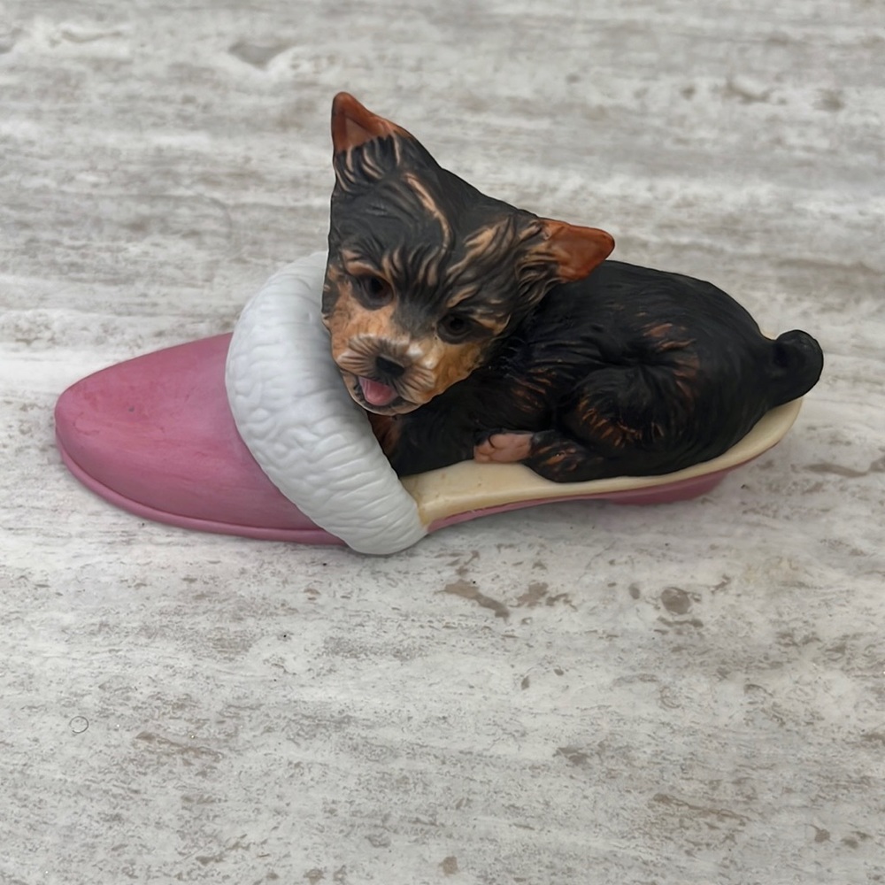 Porcelain Yorkshire terrier in slipper